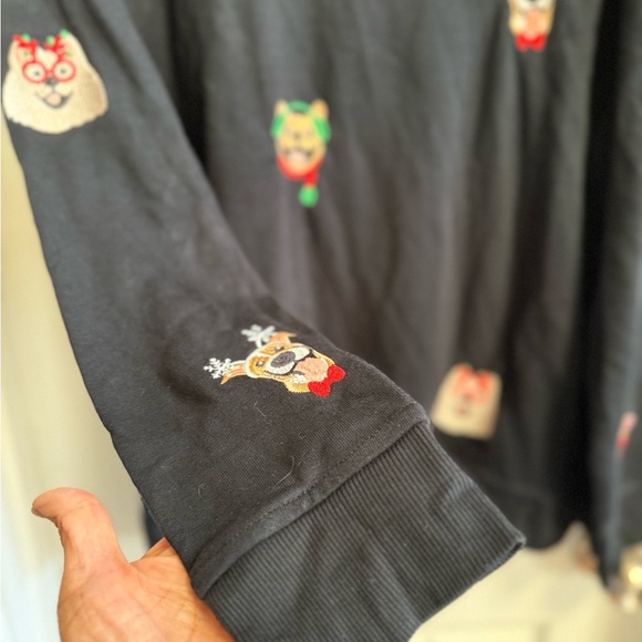 Jane & Delancey NWT Women's L Holiday Dog Embellished Black Long Sleeve Sweater - Picture 4 of 11